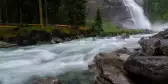 Gushing and aggressive Krimmler Waterfall in Austria