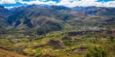 Colca Canyon and the surrounding Valley with green peaks and mountains, Peru