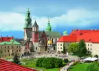 View of Wawel Cathedral and surrounding buildings in Krakow, Poland