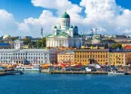 Aerial view of Market Square at the Old Town pier in Helsinki, Finland