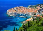 A panoramic view of the walled city, Dubrovnik Croatia and it's surrounding blue ocean waters