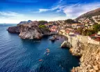 Scenic aerial shot of the Fortress and old town in Dubrovnik 