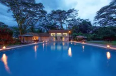 Exterior of the Lake Naivasha Country Club with outdoor pool in Kenya