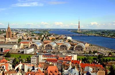 Top view of the ancient architecture building of Riga, the capital of Latvia