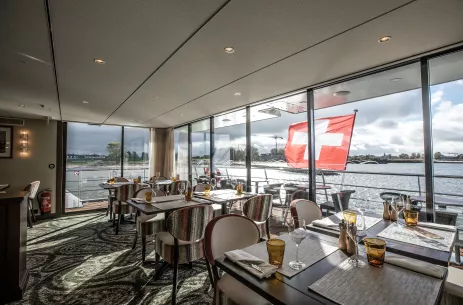 Interior of dining area aboard the William Wordsworth ship