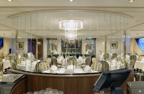 Interior of restaurant aboard the Jane Austen ship