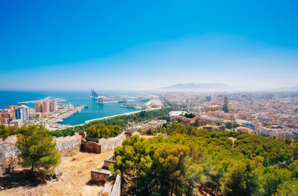 Cityscape Panoramic View Of Malaga, Spain