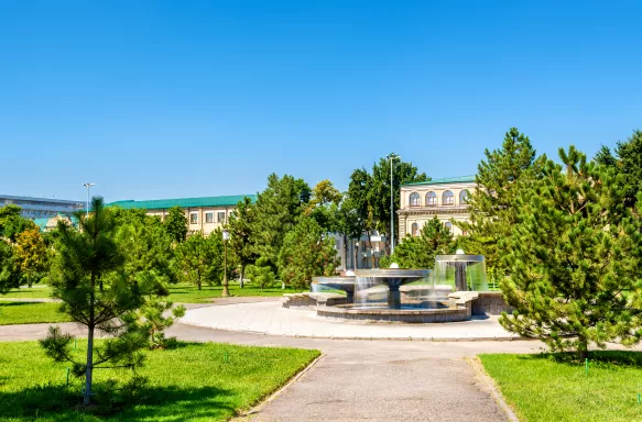 Fountains on Amir Temur Square in Tashkent, Uzbekistan