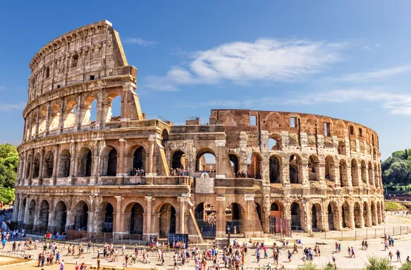 The Roman Colosseum during the summer in Rome, Italy