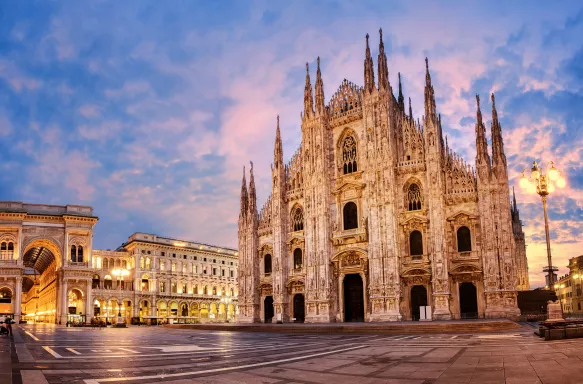 Milan Cathedral, 'Duomo di Milano' at sunrise in Italy