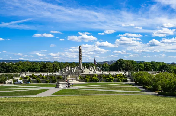 Green grass lawns of Frogner Park in Oslo, Norway