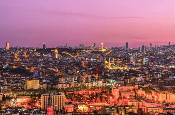 Panoramic Ankara view with Kocatepe Mosque and Atakule