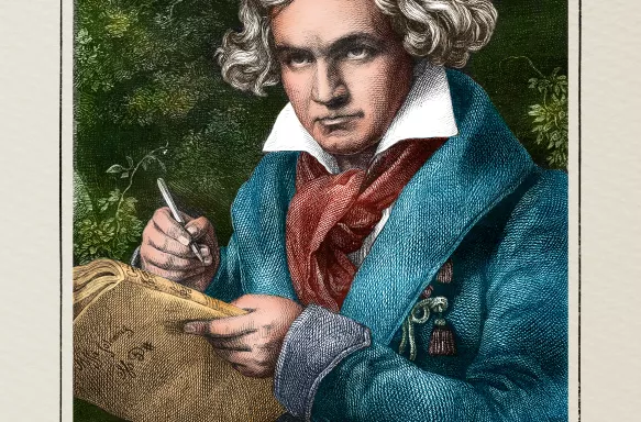 Illustration of Ludwig van Beethoven, a famous German composer and pianist