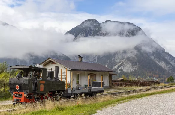 Achensee lake railroad, steam locomotive in Tiro, Austria