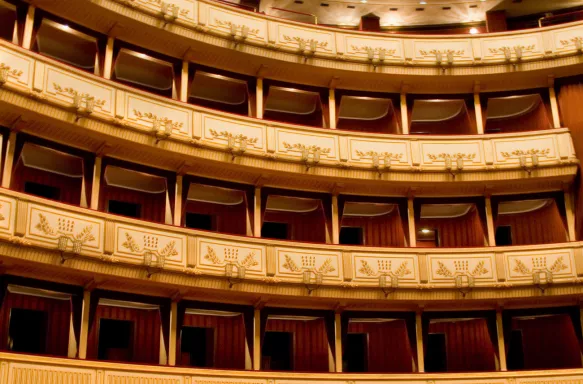 Interior of Vienna State Opera house in Vienna, Austria