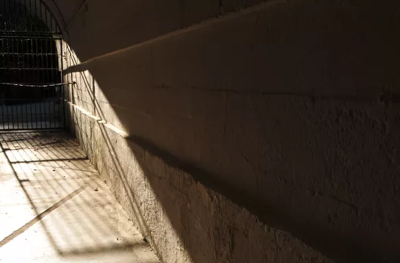 Jersey war tunnel entrance with striking shadows