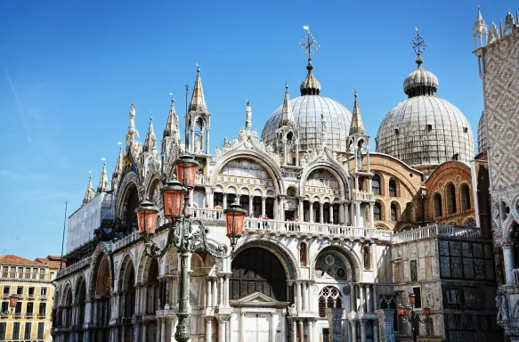 Exterior view of St. Marks Cathedral in Venice, Italy