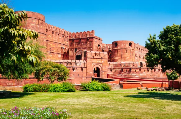 Exterior of Red Fort in Agra, India