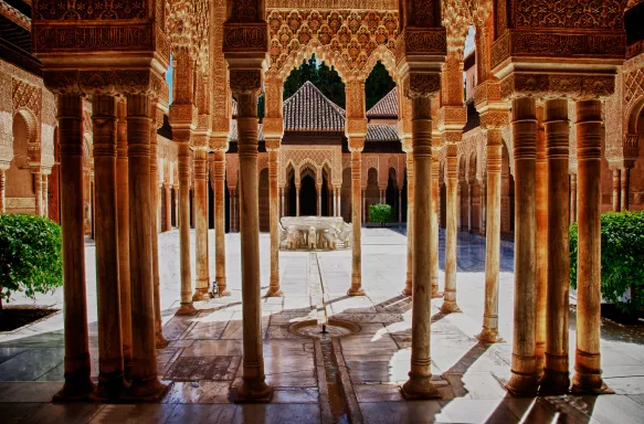 Court of the Lions palace in Alhambra, Granada