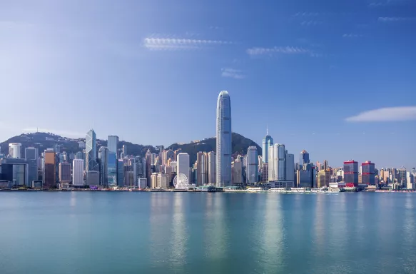 Distant view of Hong Kong and Victoria harbour