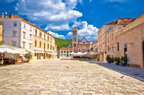 Pjaca square church in Town of Hvar, Dalmatia, Croatia