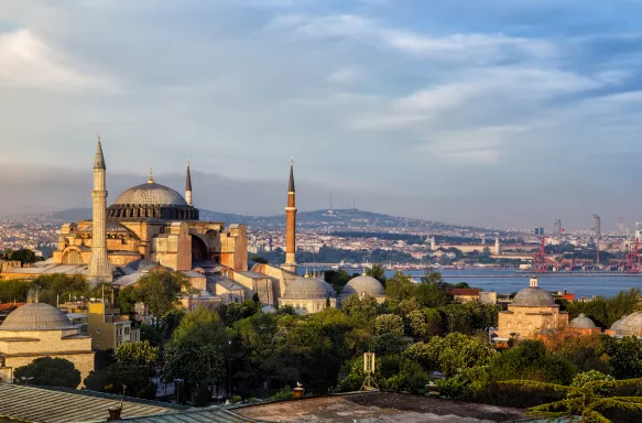 Panorama of Hagia Sophia in Istanbul, Turkey