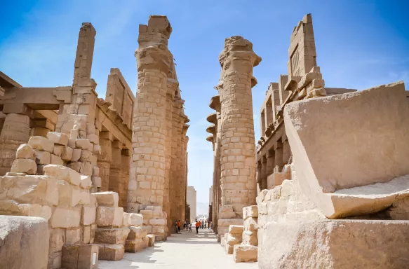 A shot through a passageway of Karnak Temple Complex in Luxor, Egypt