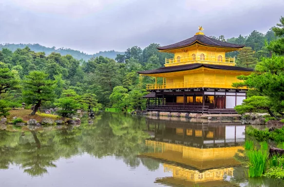 Golden pavilion Buddhist temple Kinkakuji in Kyoto, Japan