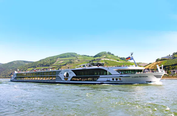 Exterior of the Lord Byron ship sailing in the water