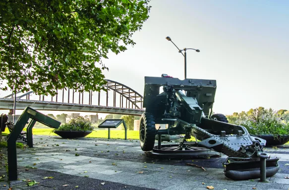 Memorial Place of the Battle of Arnhem with John Frost Bridge in the background