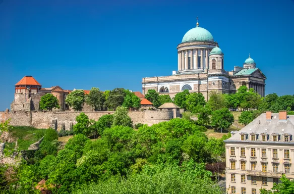 View of the famous Esztergom Basilica in Esztergom, Hungary