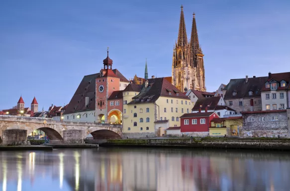 A shot across the river of Regensburg, Bavaria, Germany