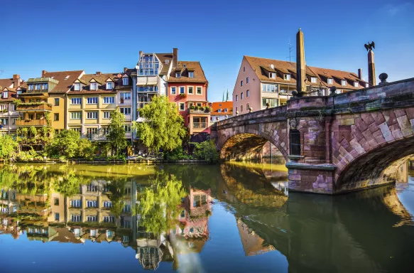 Old town on the Pegnitz River in Nuremberg, Germany