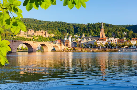 View of bridge over Neckar river in Heidelberg, Germany