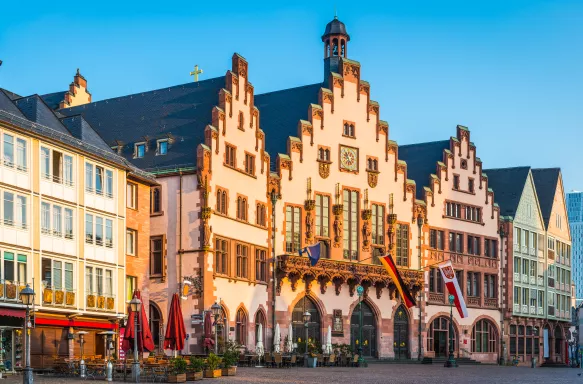 City hall overlooking Römerberg plaza in Frankfurt, Germany