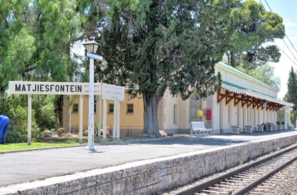 Matjiesfontein train station platform in the Western Cape Province of South Africa