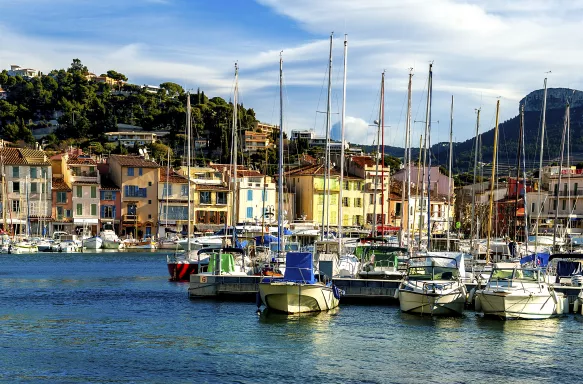 Sailing boats in a harbour, in Cassis