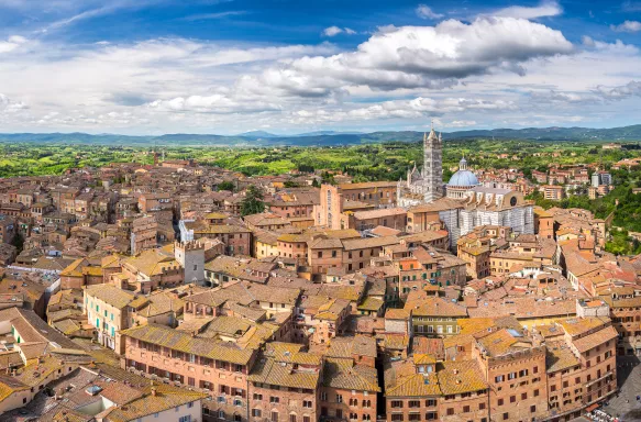 Aerial view over Siena, Italy