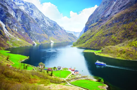 Naeroyfjord, a fjord in Aurland, Norway