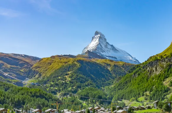 Aerial view on Zermatt and Matterhorn, Switzerland