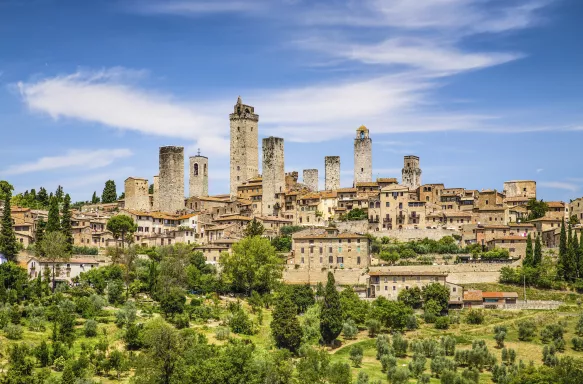 Beautiful view of the medieval town of San Gimignano in Tuscany, Italy