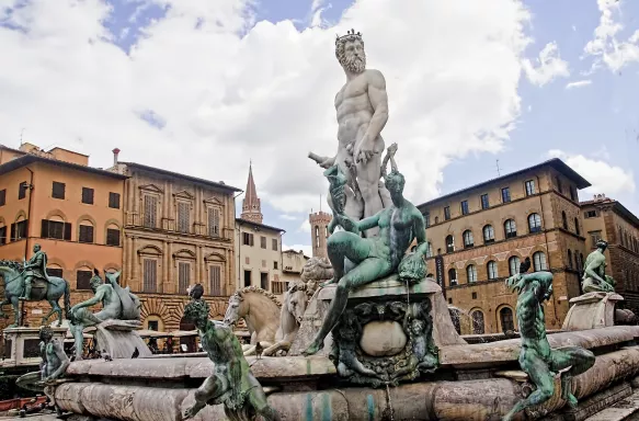 The Fountain of Neptune at Signoria square in Florence, Italy