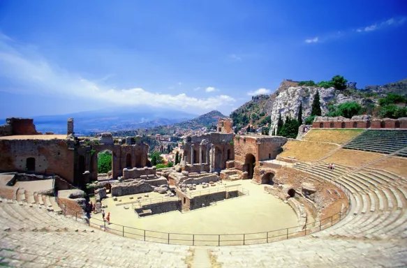 Ancient greek amphitheater, Teatro Antico di Taormina, Italy