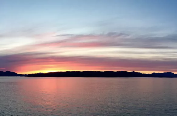 Sunset views taken along the shores of Alaska, between Ketchikan and Juneau