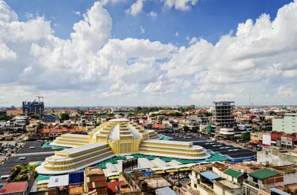 View of Central Market, Phnom Penh city, Cambodia
