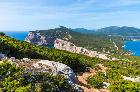 Capo Caccia coastline in springtime. Sardinia, Italy