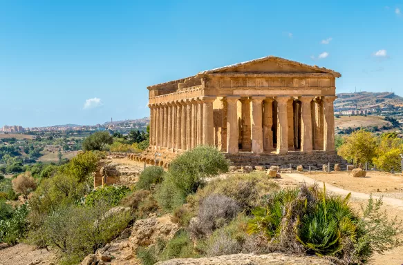 View of Temple of Concordia in Sicily, Italy