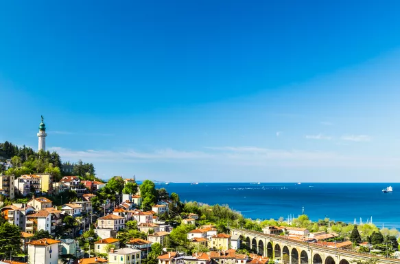 Sunny day in the bay of Trieste, overlooking the Adriatic Sea