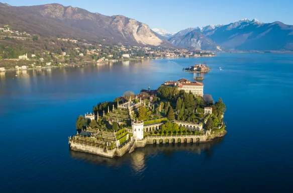 Isola Bella on Lake Maggiore aerial view in Italy