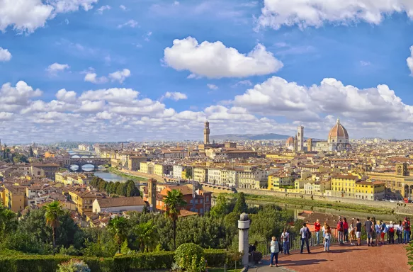 Panorama of Florence from Michelangelo park square in Italy